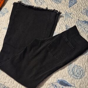 Free People Black High-Rise Jeans with Frayed Hem